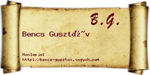 Bencs Gusztáv névjegykártya